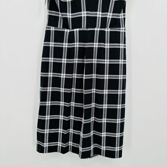 Old Navy Size Medium Tall Gray Plaid Sleeveless Stretch Knit Career A Line Dress - Picture 9 of 10